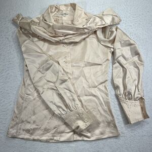 Vintage Cesare Piccini Italy Women's 36 (S) Button Front Soft Silk Ribbon Top